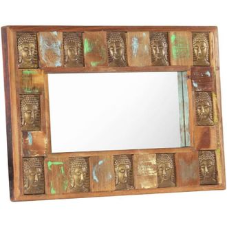 vidaXL Espejo Con Enchapado De Buda Madera Maciza Reciclada 80x50 Cm Vidaxl