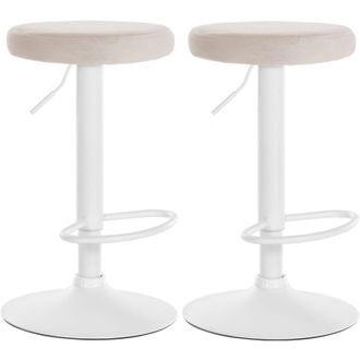 Clp Clp - Set De 2 Taburetes De Bar Ponte En Terciopelo Crema Metal Blanco Mate