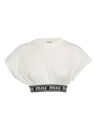 Miu Miu Top met logoband - Wit