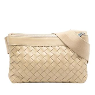 Bottega Veneta Pre-owned Crossbody Tas - Dames - Pre-owned - Beige - Maat: ONE Size Leer