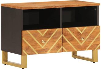vidaXL Vidaxl - Mueble de tv madera de mango marrón negro 70x33,5x46 cm