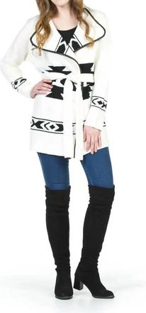 Papillon Global Design Belted Cardigan In White/black