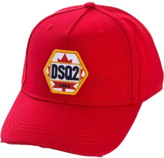 Dsquared2 Geborduurde katoenen pet met gescheurde klep - Heren - Petten - Rood - ONE Size - Katoen - Accessoires