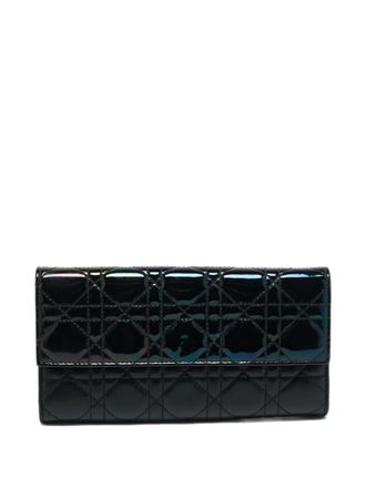 Dior Lady Dior chain flap wallet - women - Patent Calf Leather - One Size - Black
