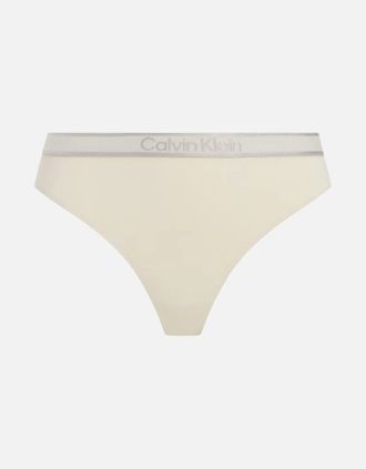 Calvin Klein Womens Women New Stone Logo Thong, Sandshell - Tan - Size: 16