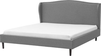 Beliani Cama Doble Tapizada Gris 180 X 200 Cm Con Somier Y Cabecero Estilo Glamour Colmar