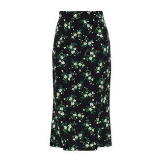 Dolce & Gabbana Midi Skirts, female, Black, Size: S Silk skirt with floral motif