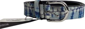 Isabel Marant Tie-Dye Print Belt in Blue Suede