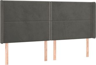 vidaXL Cabecero Con Orejas De Terciopelo Gris Oscuro 163x16x118/128 Cm Vidaxl