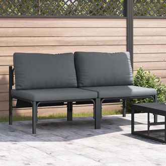 vidaXL Muebles De Exterior Con Coj&iacute;n Con Almohada Antracita Acero