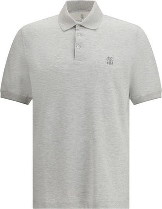 Brunello Cucinelli Gray Cotton Polo Mens Shirt