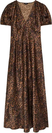 Rails Junia puff-sleeve leopard maxi dress - Brown