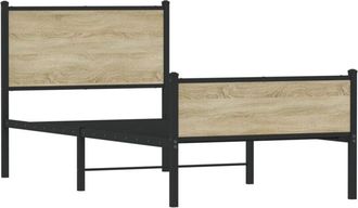 vidaXL Vidaxl - Estructura de cama sin colchón metal roble ahumado 100x190 cm