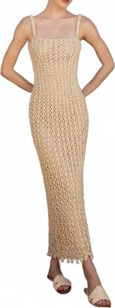 Andres Otalora Poesia Quieta Hand Knit Macrame Maxi Dress In Oatmeal