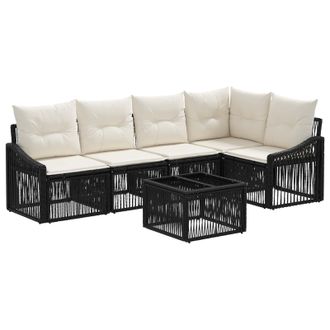 vidaXL Conjunto De Sof&aacute;s De Jard&iacute;n 6 Pcs Negro Rat&aacute;n Sint&eacute;tico Vidaxl