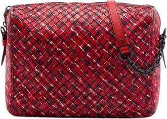 Bottega Veneta Pre-owned Printed Leather Crossbody Bag - Dames - Vintage Schoudertas - Rood - ONE Size - Leer - Vintage