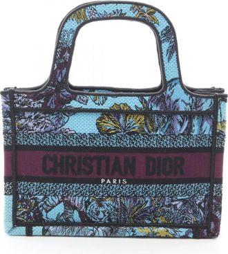 Dior Blue Multi-Color Canvas Handbag Tote Bag (Pre-Owned)