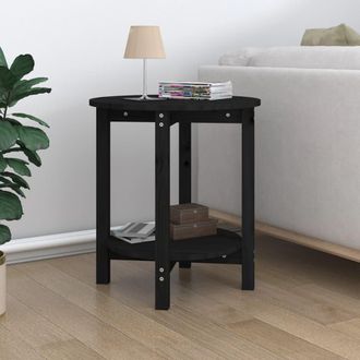 vidaXL Mesa De Centro De Madera Maciza De Pino Negro &Oslash;55x60 Cm Vidaxl