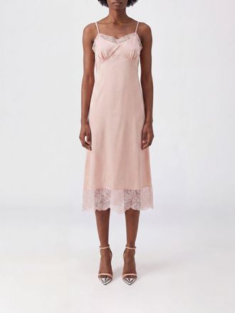 Simone Rocha Abito midi sottoveste in raso con dettagli in pizzo ricamato