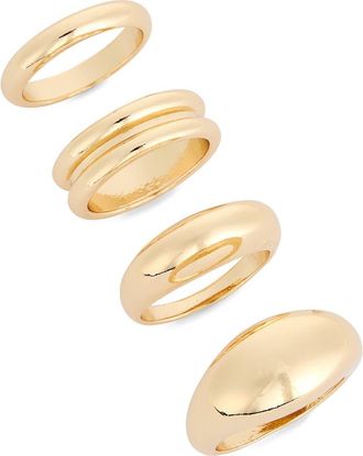 Leith 4-Pack Signet Rings in Gold at Nordstrom Rack, Size Medium/large