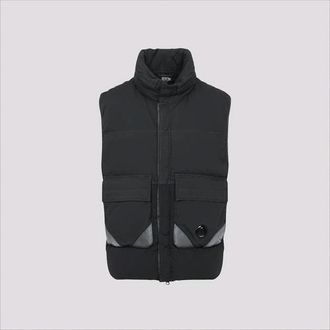 C.P. Company Padded Vest With High Collar And Reflective Accents