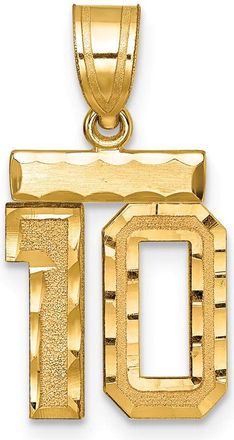 Diamond2Deal 14k Yellow Gold Small Brushed Diamond-cut Number Charm Pendant