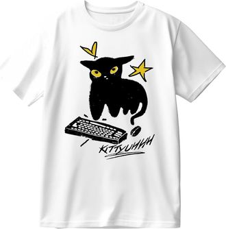 Generic Caseoh Kittyuh Cotton T-Shirt Short Sleeve Round Neck Women Men Casual Streetwear Tee (White,XXL)