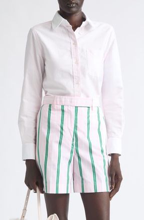 Thom Browne Classic Fit 4-Bar Cotton Oxford Button-Up Shirt in Light Pink at Nordstrom, Size 44