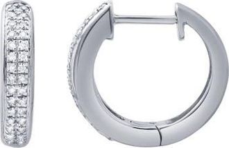 LuvMyJewelry Celaris 0.15 Ct 14K Gold Diamond Huggies in 14K White Gold at Nordstrom