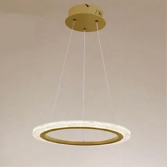 Trade Shop Trade Shop Traesio - Trade Shop - Lampadario A Sospensione Led 36 Watt Cerchio Anello Oro Effetto Cristallo 31944