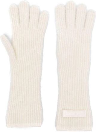 Jacquemus logo-patch gloves - men - Wool/Polyamide/Alpaca - One Size - Neutrals