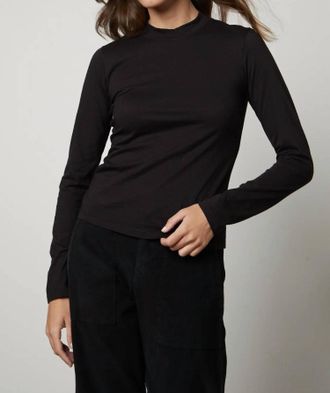 Velvet Linny Mock Neck Tee In Black