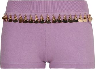Paco Rabanne Womens Knitted Shorts - Purple Silk - Size Small