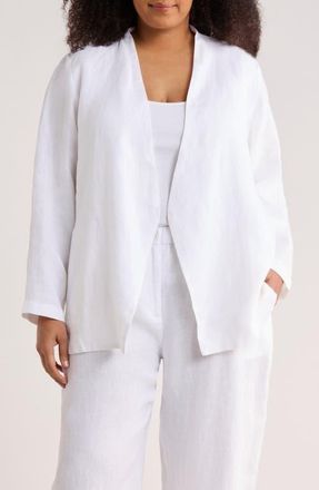 Eileen Fisher Open Front Organic Linen Jacket in White at Nordstrom, Size 1 X