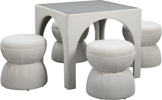 TOV Furniture Tov Furniture Tomlin Performance Chenille Game Table & Ottoman Set