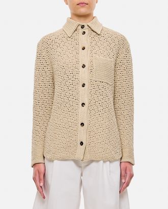 Bottega Veneta Camicia In Cotone Effetto Crochet