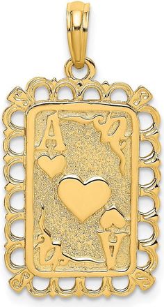 Diamond2Deal 14k Yellow Gold Hearts Ace Playing Cards Charm