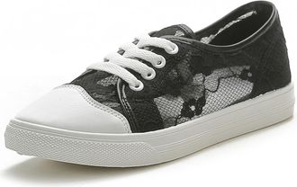 Generic Womens Embroidered Slip On Flat Casual Shoes Everyday Comfort Walking Footwear for All Seasons Wear (Black, 3.5)