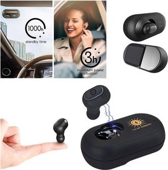 Trade Shop Trade Shop - Auricolare Bluetooth Con Base Di Ricarica Solare Per Auto Pannello Solare