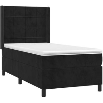 vidaXL Vidaxl - Cama Box Spring Colch&oacute;n Y Led Terciopelo Negro 90x190 Cm