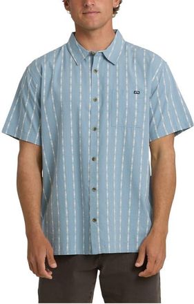 Billabong Sundays Stripe Jacquard Short Sleeve Cotton Button-Up Shirt in Blue Fog at Nordstrom, Size Medium