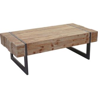 Hhg Tavolino salotto divano elegante 898a legno pino massello 40x120x60cm metallo legno chiaro