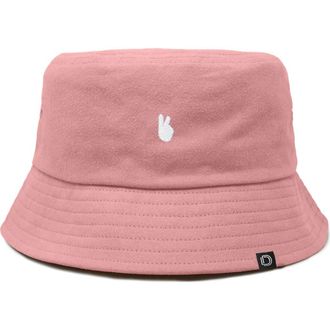 Dalix Womens Lil Peace Sign Cotton Bucket Hat in Peach Melba at Nordstrom, Size X-Large
