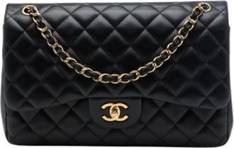 Chanel Pre-owned Classic Double Flap Shoulder Bag - Dames - Vintage Schoudertas - Zwart - ONE Size - Leer - Vintage