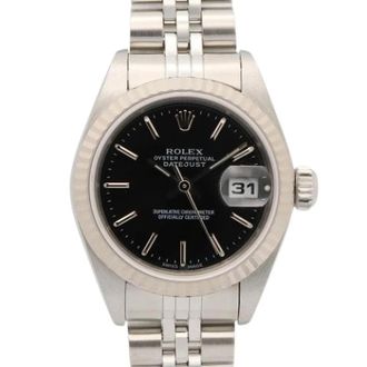 Rolex Pre-owned Datejust 79174 - Dames - Vintage Horloges - Zwart - ONE Size - Leer - Vintage