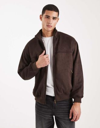 New Look Bomber in camoscio sintetico marrone scuro