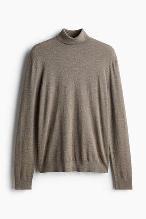 H&M Feinstrick-Rollkragenpullover in Slim Fit - Brown