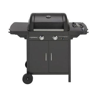 Campingaz 2 Series D Barbecue a Gas Serie 2 Classic EXS Vario a 2 fuochi, Potenza 7,5 kW, Griglia e Piastra in ghisa, 1 Tavolo Laterale, 10 Litri