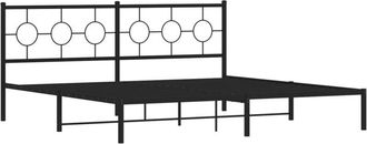 vidaXL Estructura Cama Sin Colch&oacute;n Con Cabecero Metal Negro 200x200 Cm Vidaxl