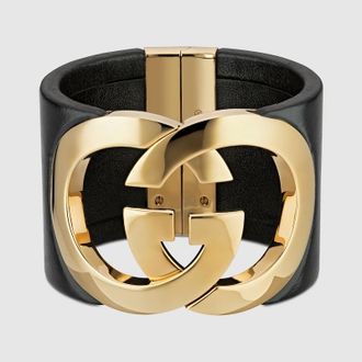 Gucci Interlocking Cuff Bracelet, Gold-toned metal, Gold-toned metal